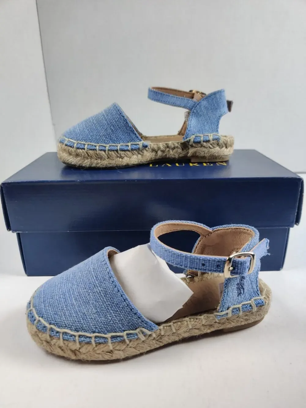 Polo Ralph Lauren Toddler Espadrille Blue Holbrook Girl's Sz 6.5 Canvas Sandals